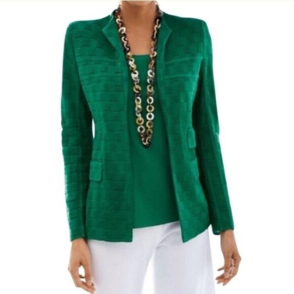 MISOOK Lilly Textured Jacket Open Front Green Size Small - Picture 1 of 10
